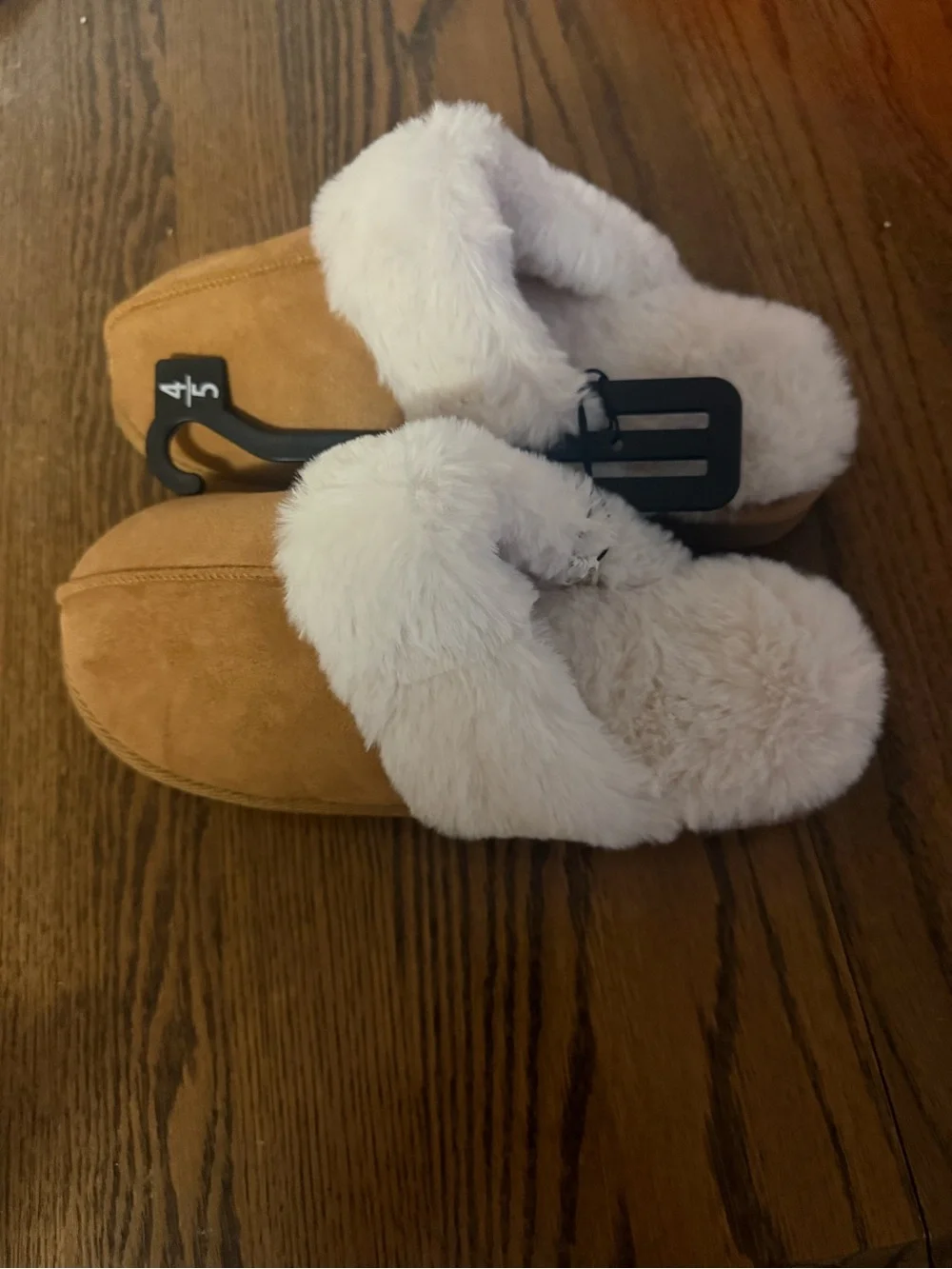 Wonder Nation Cozy Faux-Suede Slipper - Chestnut Brown & Cream